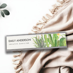 PLACA DE MESA MODERNO DESERTO CACTUS FLORAL GARDEN WATERCOLOR