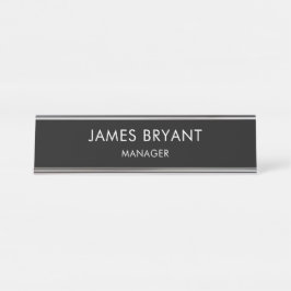 Placa De Mesa Moderno Dourado e Preto Glasurado - Adicionar Logo