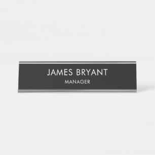 Placa De Mesa Moderno Dourado e Preto Glasurado - Adicionar Logo