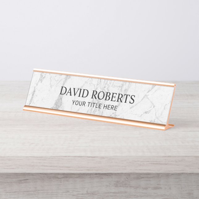 Placa De Mesa Moderno e Branco Marble Professional (Frente)