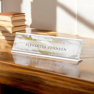 Placa De Mesa Moderno profissional de mármore Dourado e branco