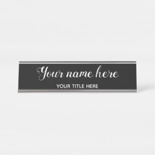 Placa De Mesa Moderno simples da caligrafia branca preta