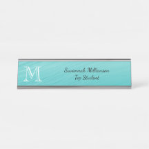 Monograma de Estudantes de Metal Faux Teal Elegant