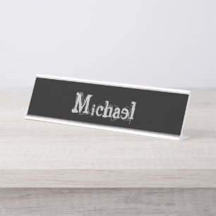 Placa De Mesa Monograma de nome moderno minimalista preto e bran