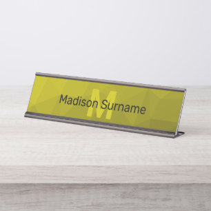 Placa De Mesa Monograma geométrico de malha ombre escuro amarelo