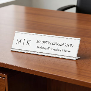 Placa De Mesa Monograma minimalista ou Adicionar logotipo à empr
