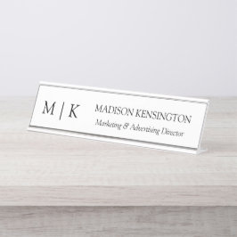 Placa De Mesa Monograma minimalista ou Adicionar logotipo à empr