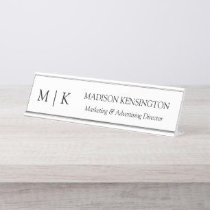 Placa De Mesa Monograma minimalista ou Adicionar logotipo à empr