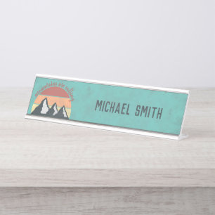 Placa De Mesa Montanhas pastéis vintage estão chamando monograma