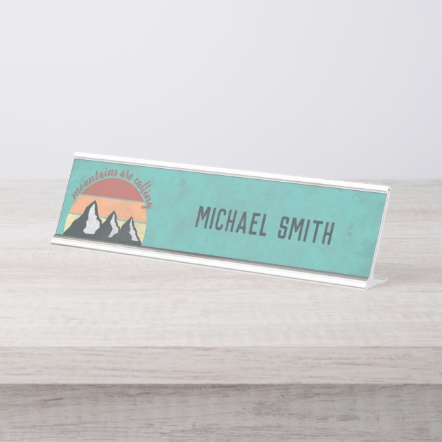 Placa De Mesa Montes de pastos de safra chamam monograma (Frente)