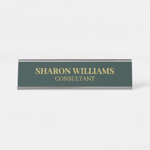 Placa De Mesa Na moda Professional Dark Verde e Dourado Minimali