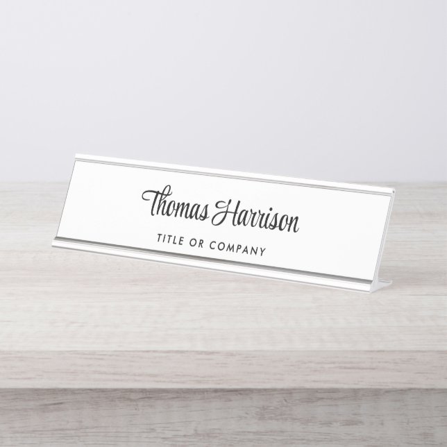 Placa De Mesa Na moda Script Monograma Professional (Frente)