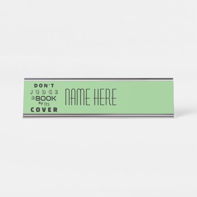 Placa De Mesa "Não julgue um livro pelo seu Cobrir" Sage persona (Frente)
