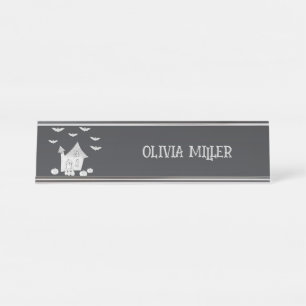 Placa De Mesa Noite de Dia das Bruxas com Casa Assombrada, Morce