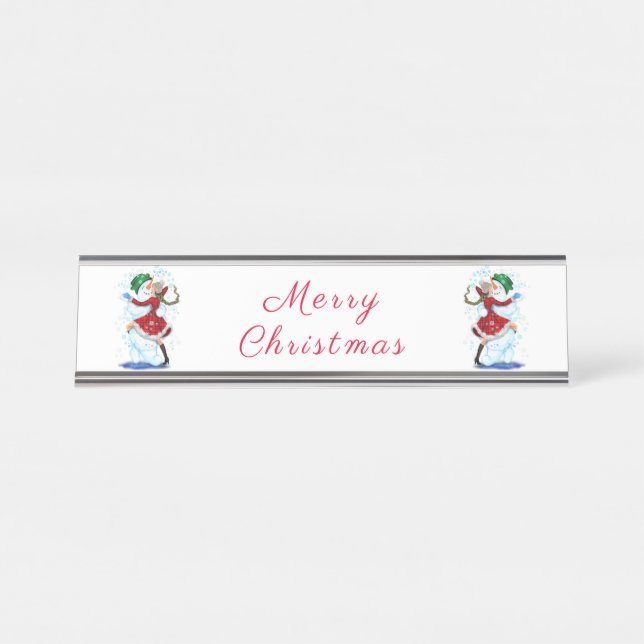 Placa De Mesa Noiva de Natal e Dançarinas Meninas (Frente)