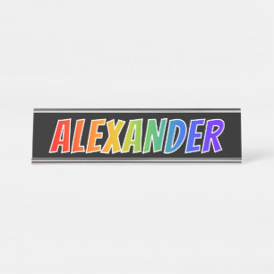 Placa De Mesa Nome "ALEXANDER": Coloração do arco-íris do