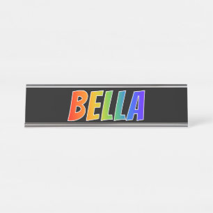 Placa De Mesa Nome "BELLA": Coloração do arco-íris do