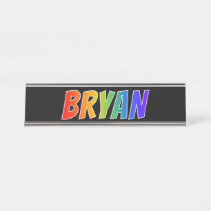 Placa De Mesa Nome "BRYAN": Coloração do arco-íris do