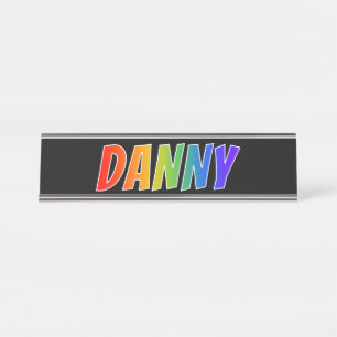 Placa De Mesa Nome "DANNY": Coloração do arco-íris do