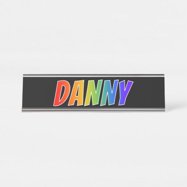 Placa De Mesa Nome "DANNY": Coloração do arco-íris do (Frente)