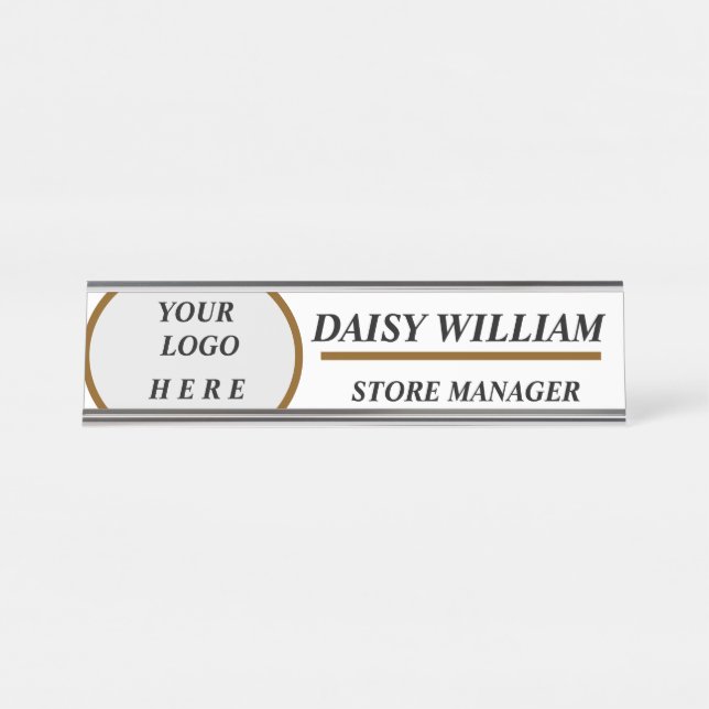 Placa De Mesa Nome de etiqueta de funcionários elegante (Frente)