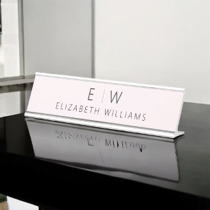 Placa De Mesa Nome do Monograma Mínimalista Moderno Elegante Cor