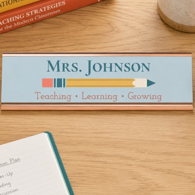 Placa De Mesa Nome do Professor (Teacher Appreciation Gift - Personalized desk name plate. School themed. )