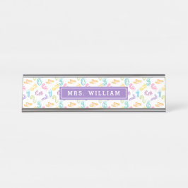 Placa De Mesa Nome do Professor de Matemática Padrão de Números 