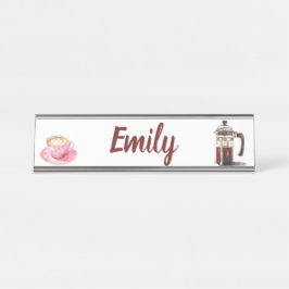 Placa De Mesa Nome do Tempo do Café de Cores Aquáticas