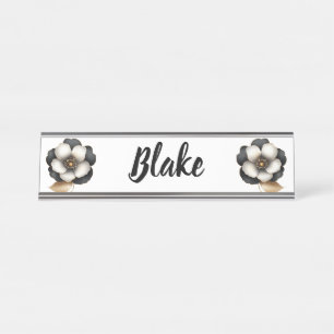 Placa De Mesa Nome floral luxuoso Black Ivory