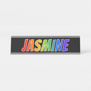 Placa De Mesa Nome "JASMIM": Coloração do arco-íris do
