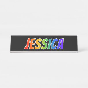 Placa De Mesa Nome "JESSICA": Coloração do arco-íris do