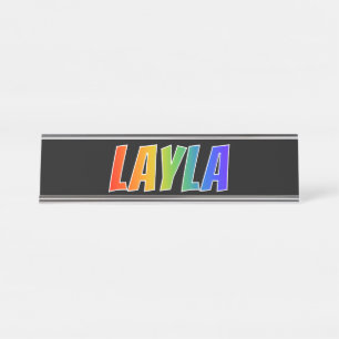 Placa De Mesa Nome "LAYLA": Coloração do arco-íris do