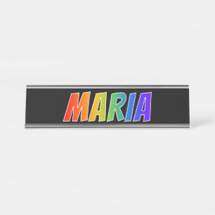 Placa De Mesa Nome "MARIA": Coloração do arco-íris do