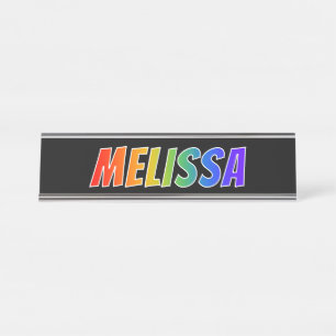 Placa De Mesa Nome "MELISSA": Coloração do arco-íris do