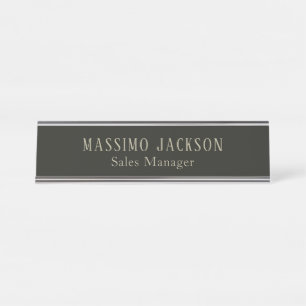 Placa De Mesa Nome minimalista personalizado cinza pastel person