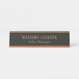 Placa De Mesa Nome minimalista personalizado cinza pastel person