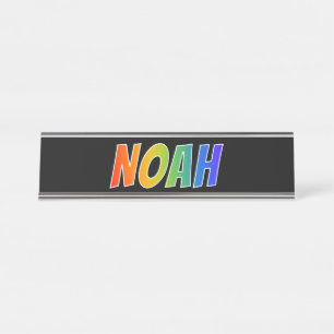 Placa De Mesa Nome "NOAH": Coloração do arco-íris do