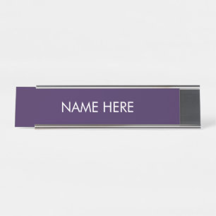 Placa De Mesa Nome personalizado branco roxo, violeta minimalist