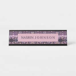 Placa De Mesa Nome personalizado com fundo rosa mágico