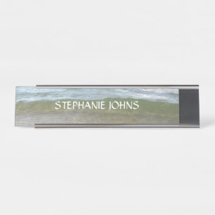Placa De Mesa Nome personalizado de Abstrato de água do Beach Oc