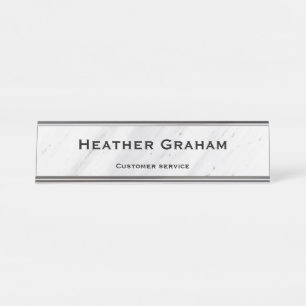Placa De Mesa Nome personalizado de mármore branco elegante