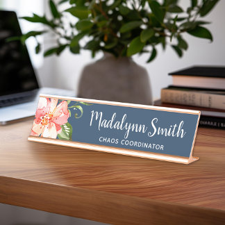 Placa De Mesa Nome Personalizado do Padrão Floral de Cores d'Águ