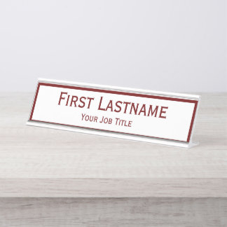 Placa De Mesa Nome Personalizado do Vinho Vermelho Escuro