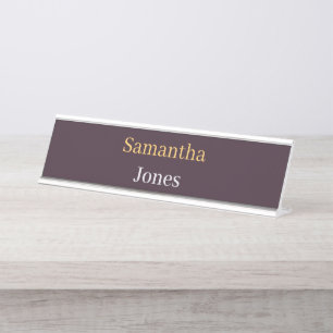 Placa De Mesa Nome personalizado minimalista moderno burgundy