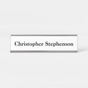 Placa De Mesa Nome Preto em Branco