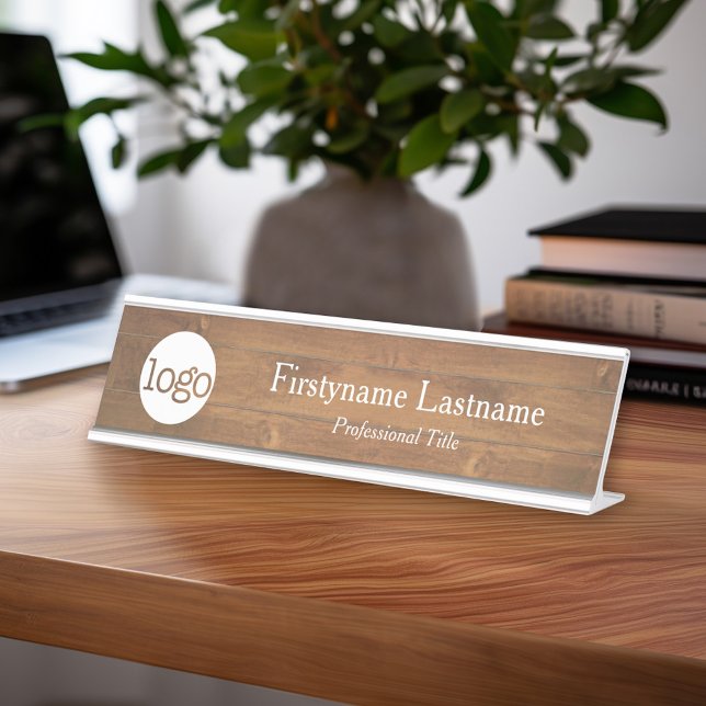 Placa De Mesa Nome Profissional do Logotipo em Segundo Plano da  (Custom Name Plate - Executive Desk Sign with Name and title or other text)