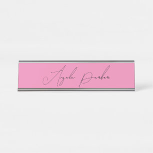 Placa De Mesa Nome Profissional Rosa Simples Simples