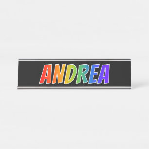 Placa De Mesa Nome próprio "ANDREA": Coloração do Arco-Íris