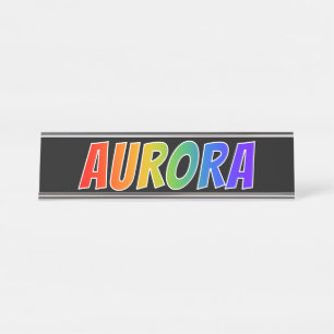 Placa De Mesa Nome próprio "AURORA": Corante Arco-Íris Divertido